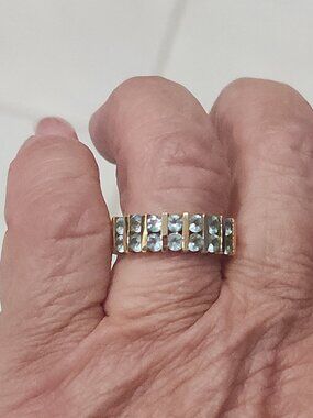 Light Paraiba Apatite ring in vermeil 14K Yellow Gold over 925 SS 1.90 cts sz 9